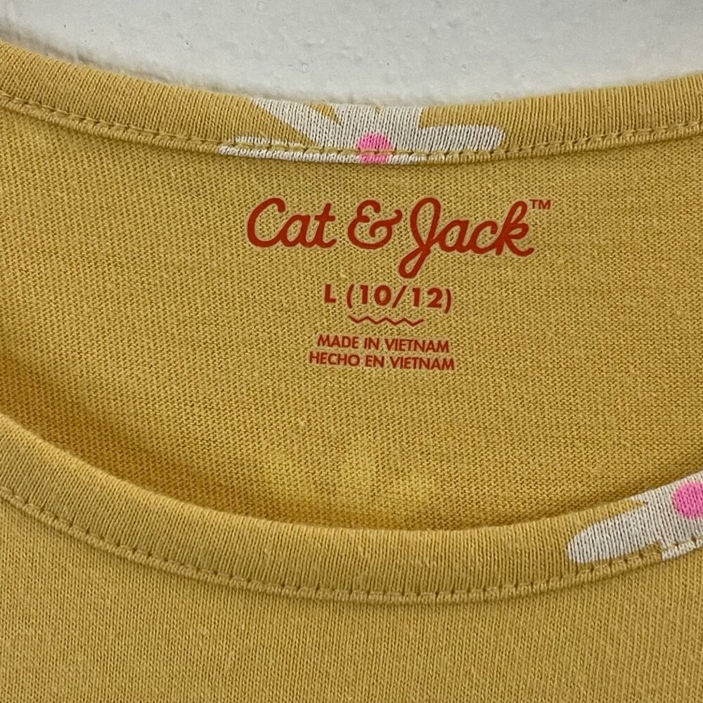 Cat & Jack Girls Yellow Floral Print Dress Size L 10/12 Cotton/Poly Blend - Picture 4 of 7